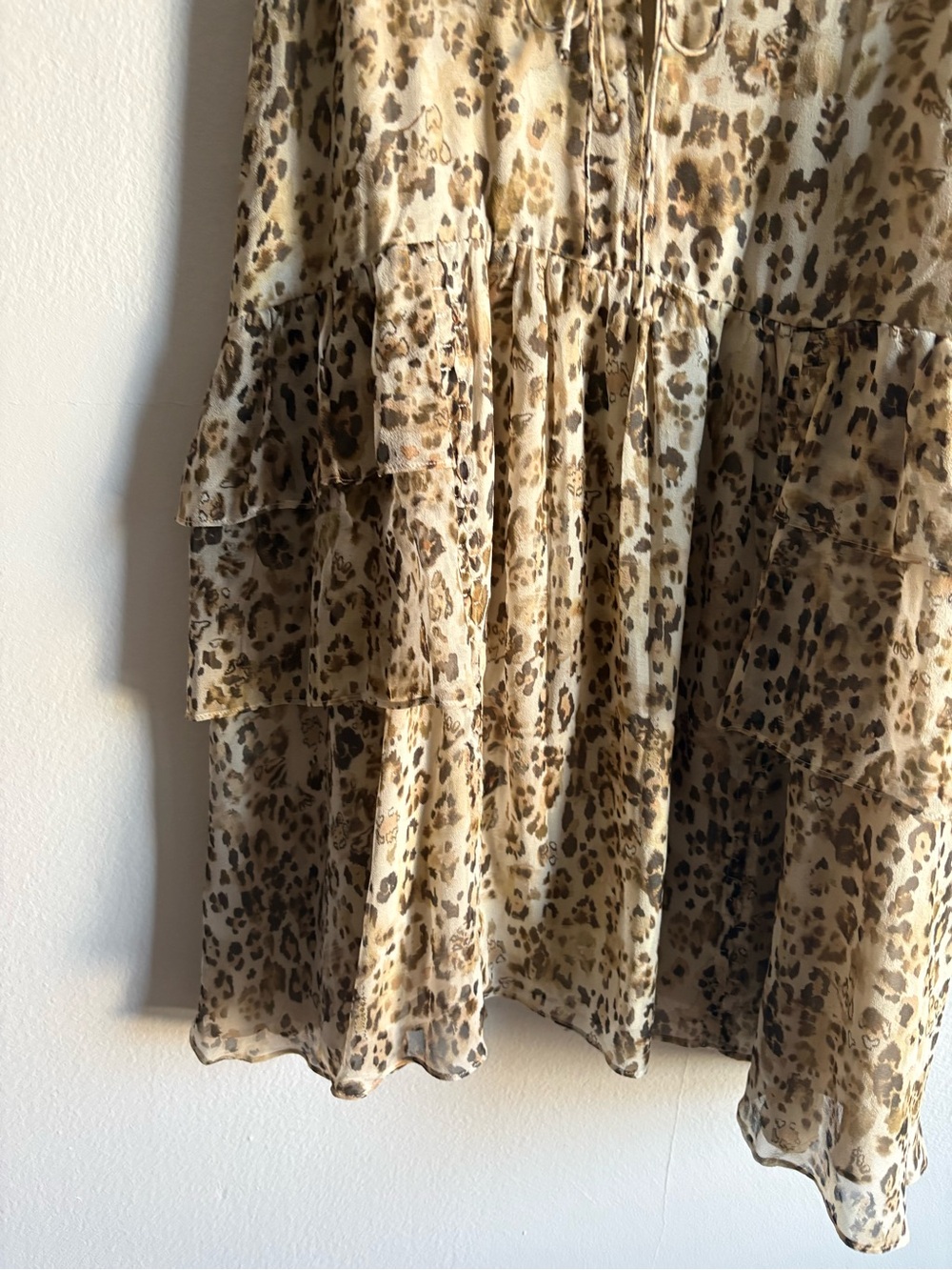 IRO Sz 8 (40) Buzon 100% Silk Leopard Print Tiered Mini Dress - Picture 6 of 10